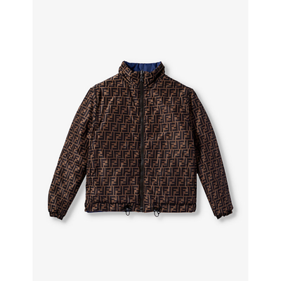 Fendi Kids' Brand-print Reversible Shell-down Jacket 10-12 Years In Yale+zucca