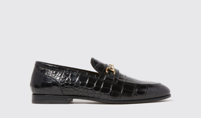 Scarosso Alessandro Black Croco - Man Loafers Black In Black - Croco-printed Calf