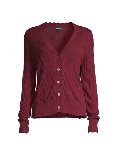 Minnie Rose Women's Cable-knit Cardigan In Bordeaux