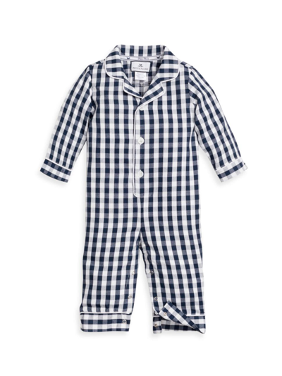 Petite Plume Baby Boy's Gingham Cotton-blend Romper In Navy