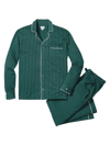 Petite Plume Men's Pima Cotton Stripe Long Pajama Set In Green