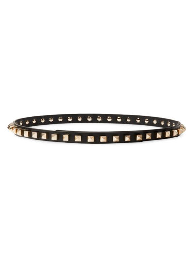 Valentino Garavani Women's Rockstud Belt In Shiny Calfskin 15 Mm In Black