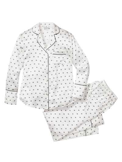 Petite Plume Kids' Silk Art Nouveau Pajama Set In White