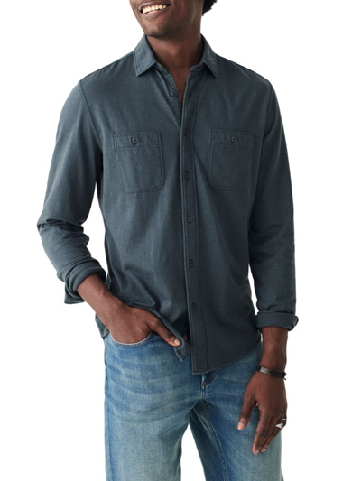 Faherty Knit Seasons Shirt In Dune Navy