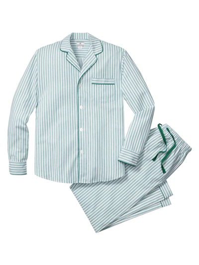 Petite Plume Men's Emerald Ticking Striped Pyjamas In Green