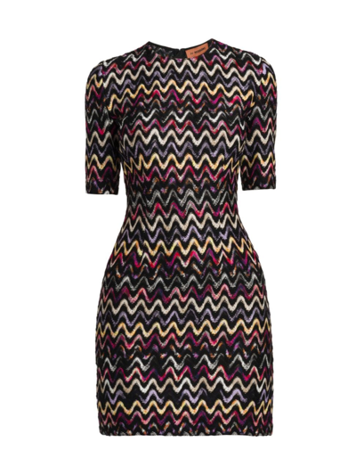 Missoni Zigzag-embroidered Wool-blend Dress In Zig Zag Multi