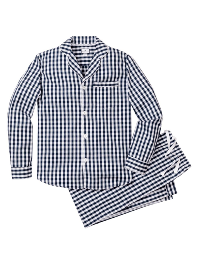 Petite Plume Men's Checked Flannel Pyjamas In Navy
