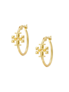 Tory Burch Women's Eleanor 18k-gold-plated Small Logo Hoop Earrings In Tory Gold