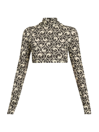 Off-white Moon-print Cropped Top In White Black