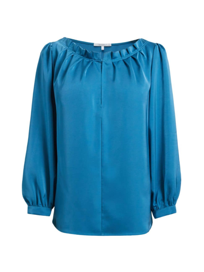 Santorelli Women's Bohme Boatneck Satin Blouse In Ocean