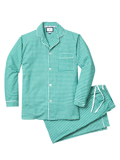 Petite Plume Men's Checked Cotton Pajamas In Green