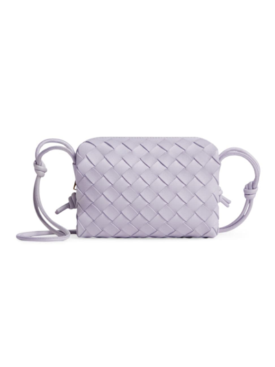 Bottega Veneta Mini Loop Knot Intrecciato Crossbody Bag In Agate Grey-muse B