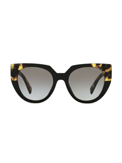 Prada Women's 52mm Cat Eye Sunglasses In Tort Black