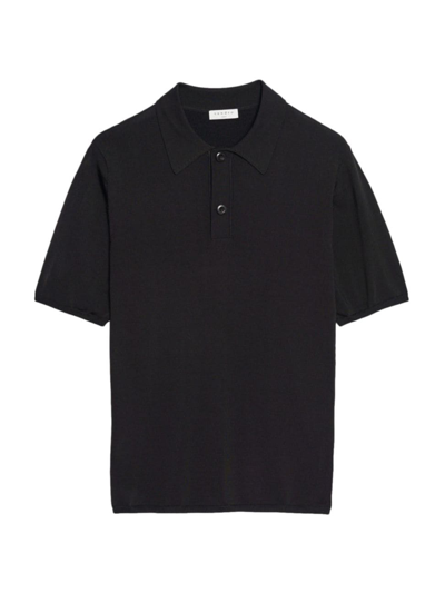 Sandro Men's Short-sleeve Knitted Polo Shirt In Noir