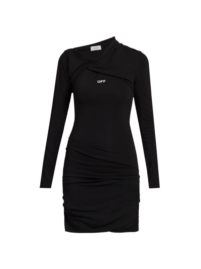 Off-white Stretch Viscose Dress In Black
