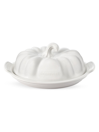 Le Creuset Pumpkin Stoneware Figural Butter Dish In White