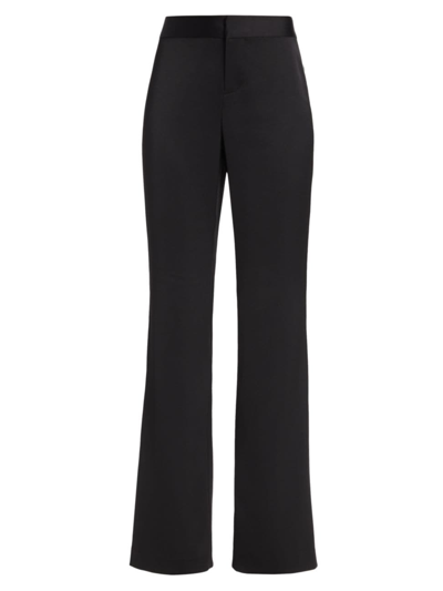 Alice And Olivia Women's Livi Embellished Satin Straight Pants In Black