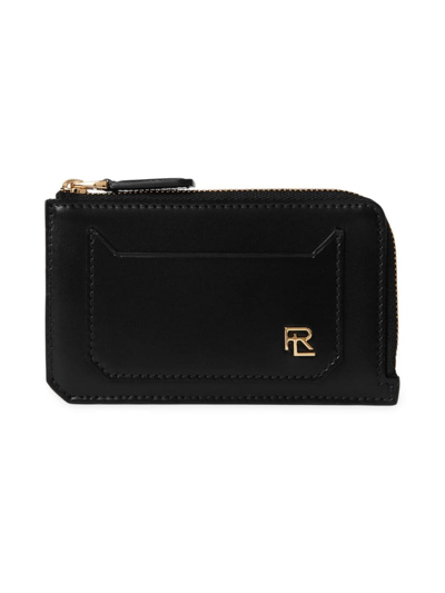 Ralph Lauren Logo-plaque Zipped Leather Wallet In Black