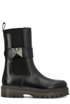 Valentino Garavani One Stud Beatle Round Toe Boots In Black