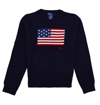 Ralph Lauren Flag Cotton Crewneck Sweater In Navy