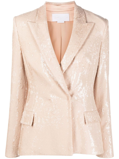 Genny Sequin-embellished Long-sleeve Blazer In Rosa