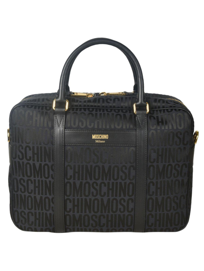 Moschino Logo-print Laptop Bag In Black