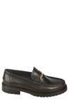 MOSCHINO LOGO-LETTERING SLIP-ON LOAFERS