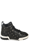 MOSCHINO LOGO-PRINTED HIGH-TOP LACE-UP SNEAKERS
