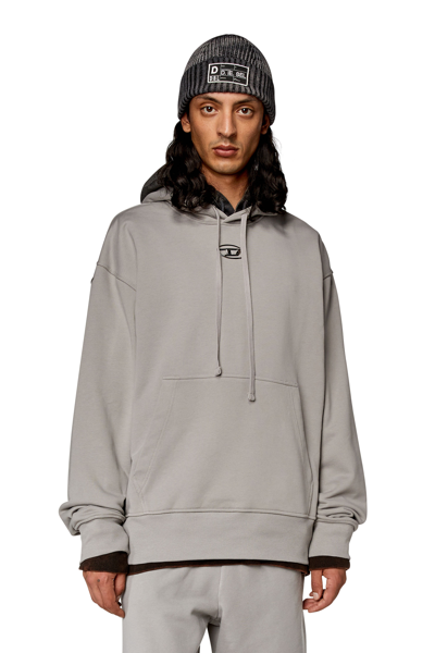 Diesel Oversized Hoodie With Metallic Logo In Grey