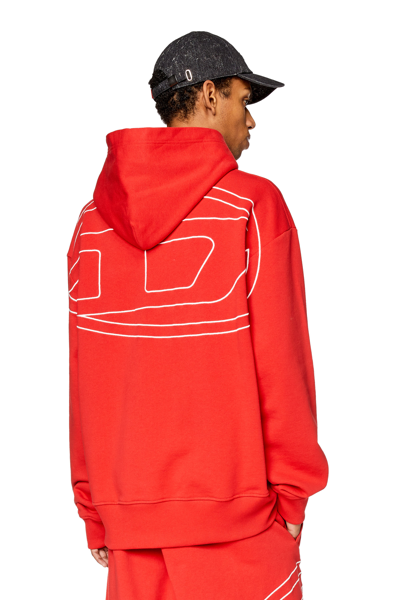 Diesel Hoodie With Logo Embroidery In Red