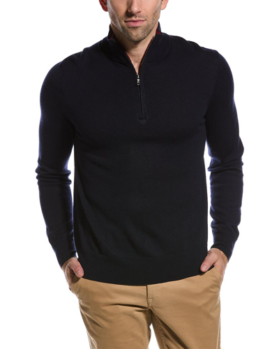 Brooks Brothers Fine Merino Wool Half-zip Sweater | Navy | Size Small In Blue