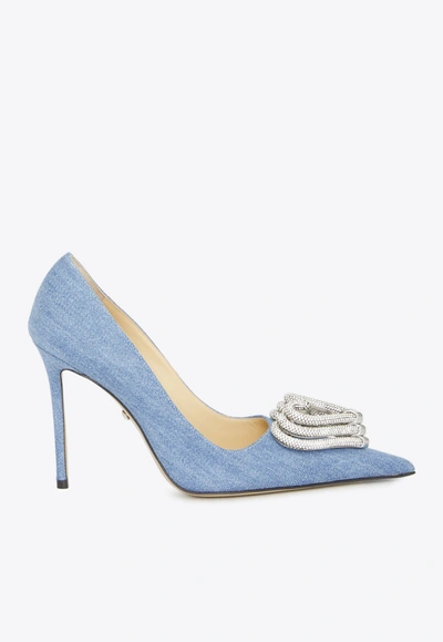 Mach & Mach Triple Heart Denim Pumps