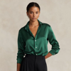 Ralph Lauren Classic Fit Silk Shirt In Vermont Green