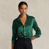 Polo Ralph Lauren Classic Fit Silk Shirt In Vermont Green