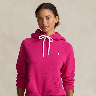 Polo Ralph Lauren Shrunken Fit Fleece Hoodie In Pink Sky