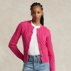Polo Ralph Lauren Cable-knit Wool-cashmere Cardigan In Pink Sky