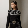 Ralph Lauren Crystal Embellished Fair Isle Cashmere Sweater In Black/lux Cream