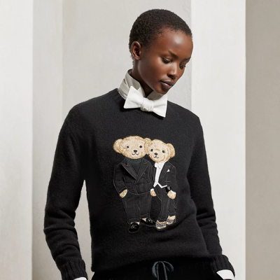 Dolce & Gabbana Bears-motif Pullover Cashmere Sweater In Black