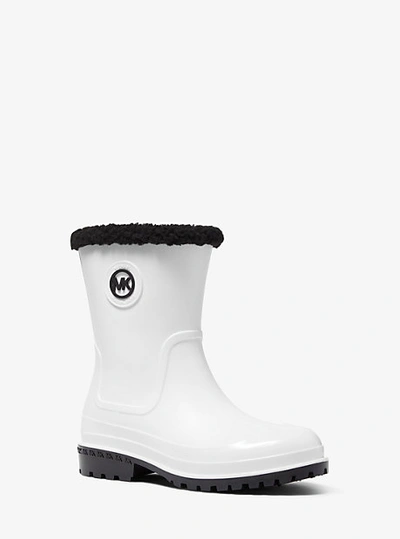 Michael Kors Montaigne Faux Shearling-lined Pvc Rain Boot In White