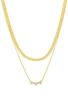 NES JEWELRY CRYSTAL & MIXED LINK LAYERED NECKLACE