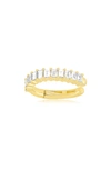 Ef Collection Baguette Diamond Single Ear Cuff In Yellow Gold