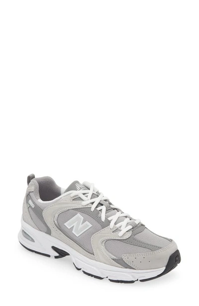 New Balance Mens Raincloud Grey White Mr530 Logo-embossed Leather And Mesh Low-top Trainers