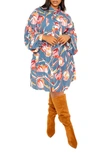 BUXOM COUTURE FLORAL BALLOON LONG SLEEVE SHIRTDRESS