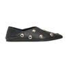 Closed Stud-embellished Leather Ballerinas In Black