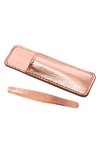 Tweezerman Rose Gold Mini Slant Tweezer & Case Set In Rose Gold
