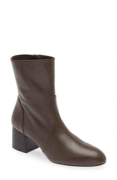 Stuart Weitzman Leather Zip Ankle Booties In Walnut