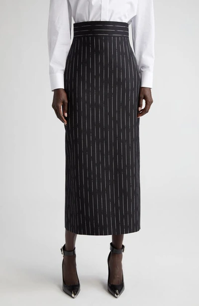 Alexander Mcqueen Broken Stripe Wool Skirt In Black