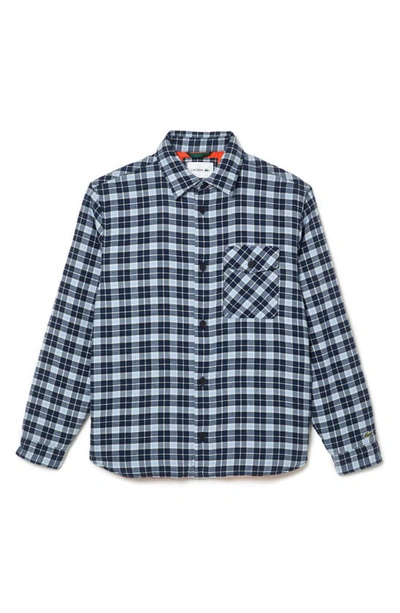 Lacoste Men's Checked Overshirt With Quilted Lining - 17½ - 44 In Blue