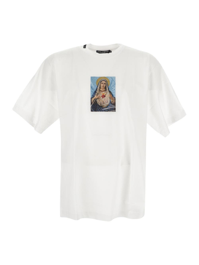Dolce & Gabbana Strass-embellished Virgin Print T-shirt In White