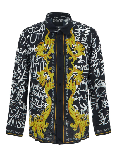 Versace Jeans Couture Graffiti Couture Print Shirt In Black